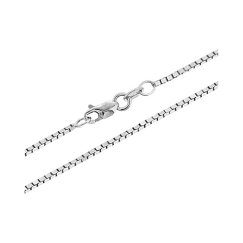 Central Diamond Center Sterling Silver Box Chain, Made in Italy, White, Yellow, or Rose Gold Plated