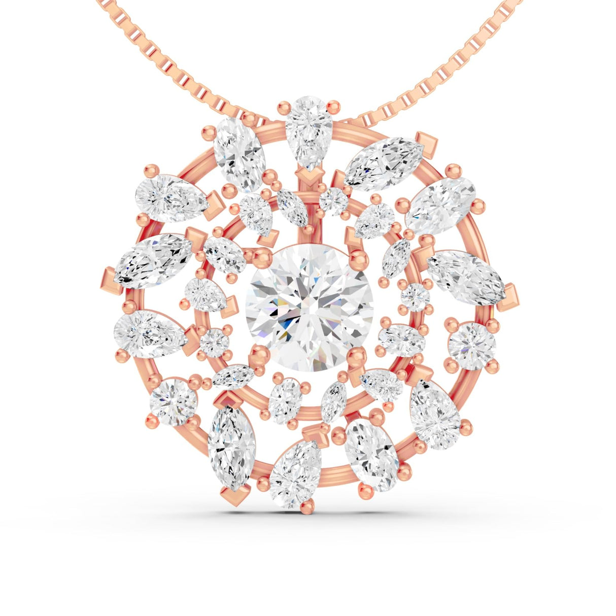 Galaxia Sunburst Necklace Made with Swarovski CZ & Sterling Silver