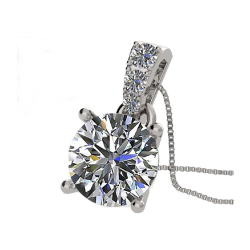 Sterling silver solitaire pendant, side view