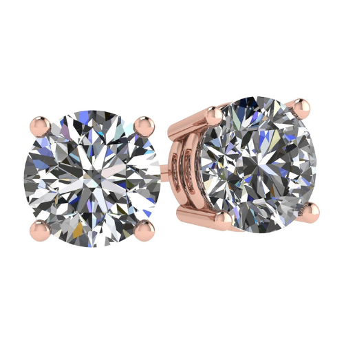 2 Carat Total Weight Moissanite Stud Earrings 14k Gold Post-Matching Solitaire Pendant in Sterling Silver