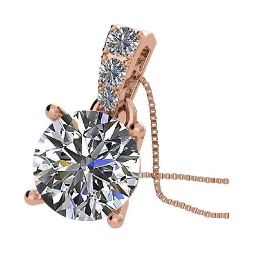 2 Carat Total Weight Moissanite Stud Earrings 14k Gold Post-Matching Solitaire Pendant in Sterling Silver