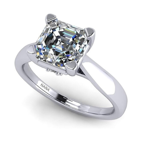 "Asscher cut simulated diamond engagement ring. 1