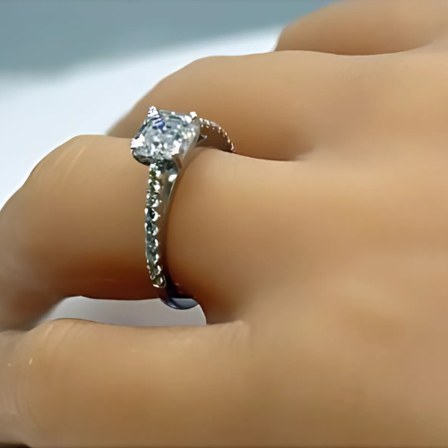 Nana Jewels Asscher Cut Cathedral Solitaire Engagement Ring 7Mm (2Ct) Pure Brilliance Zirconia - Sterling Silver, 10K Or 14K Gold