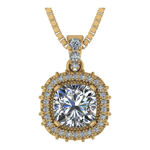 NANA Jewels Cushion Cut Halo CZ Simulated Diamond Solitaire Necklace Sterling Silver 8mm Zirconia Center Gemstone