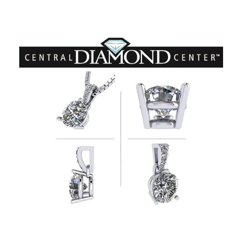 3 Prong Round Solitaire Simulated Diamond Necklace in Solid Sterling Silver with Pure Brilliance Zirconia