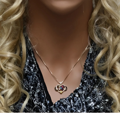Front view of a personalized infinity birthstone necklace.