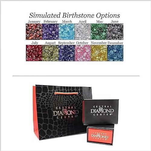 Central Diamond Center Princess Cut Lucita Mothers Rings w/ 1 to 7 Simulated Birthstones in Sterling Silver, 10K or 14K Gold