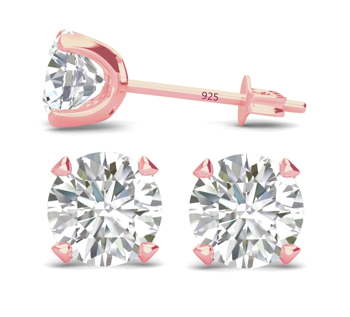 Detailed view of the secure butterfly backings on the stud earrings.