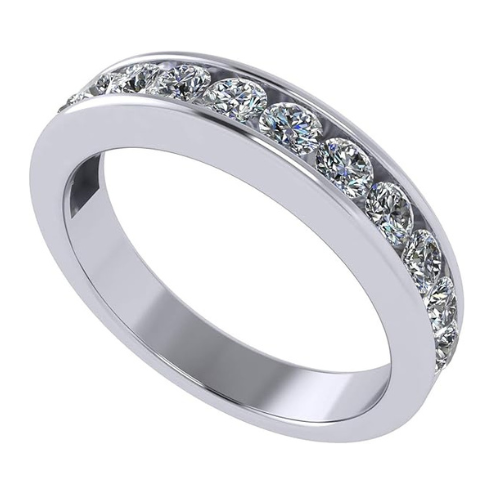 Anniversary Band Ring Channel Set w/ 0.75ctw Pure Brilliance Zirconia in Silver, 10K, or 14K Gold