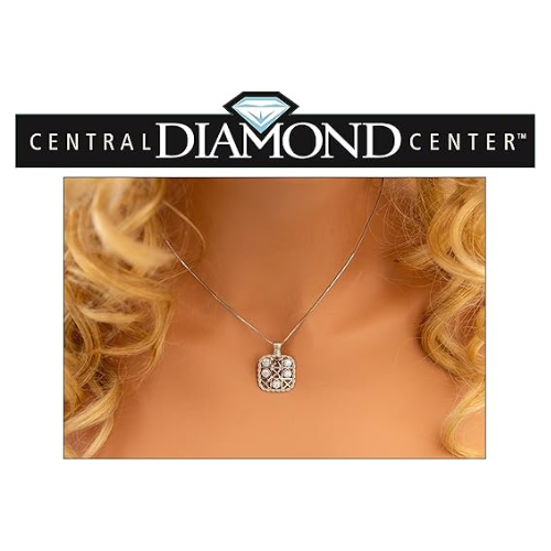 Central Diamond Center Solid Sterling Silver Tic Tac Toe Necklace made with Pure Brilliance Zirconia