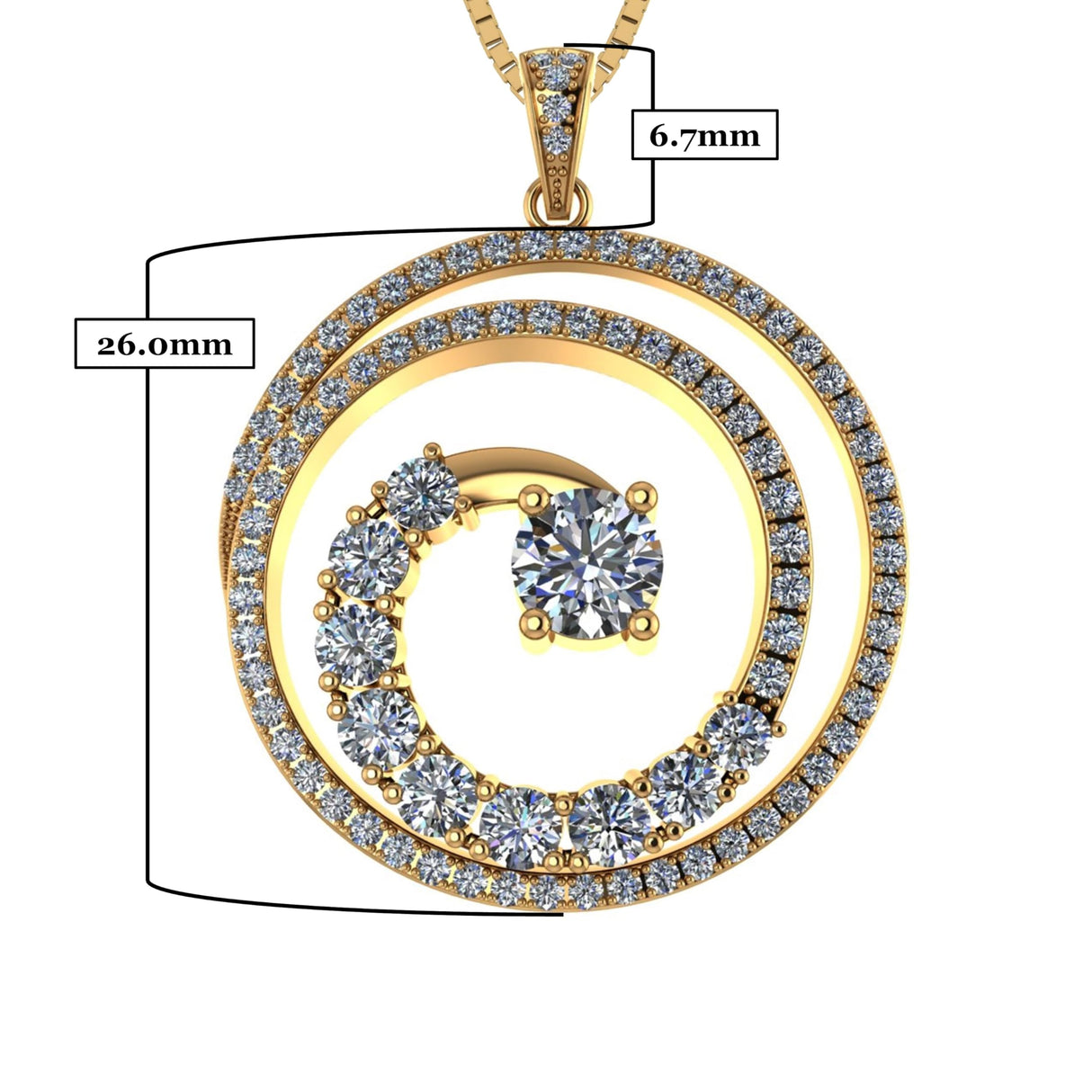 Elegant Swirl Simulated Diamond Necklace – Solid Sterling Silver, Platinum Plated – Dazzling Central Diamond Accent for Women