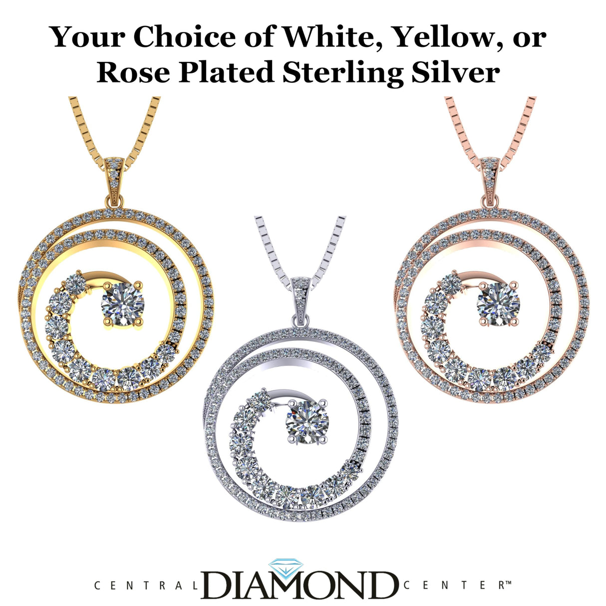 Simulated diamond accent necklace on a sterling silver chain.