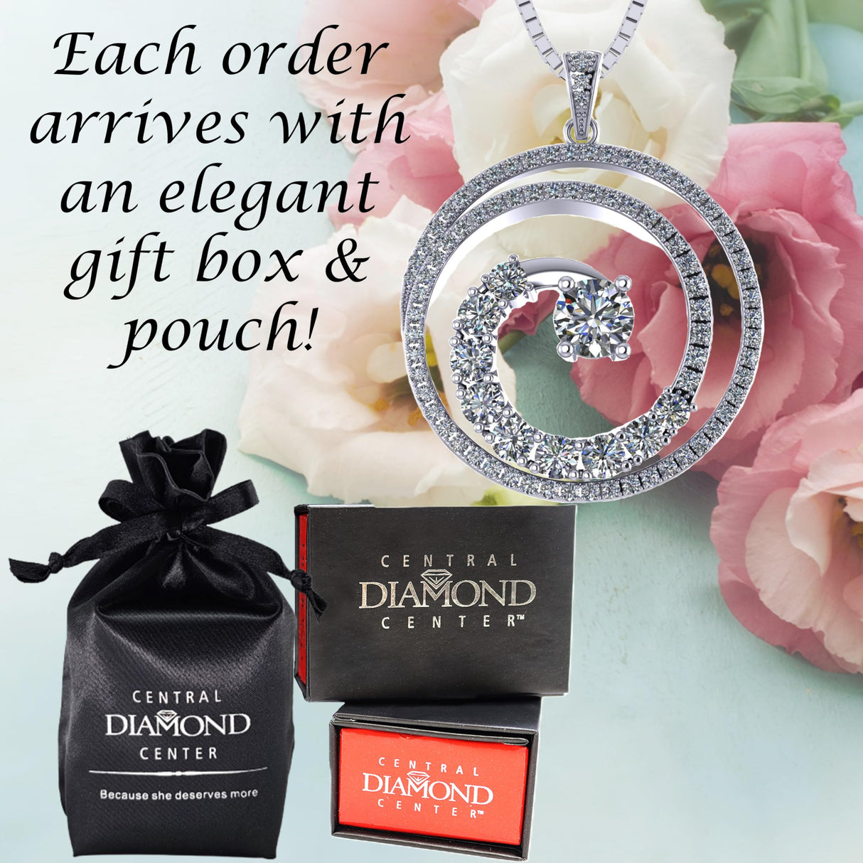 Platinum plated sterling silver necklace with a brilliant diamond