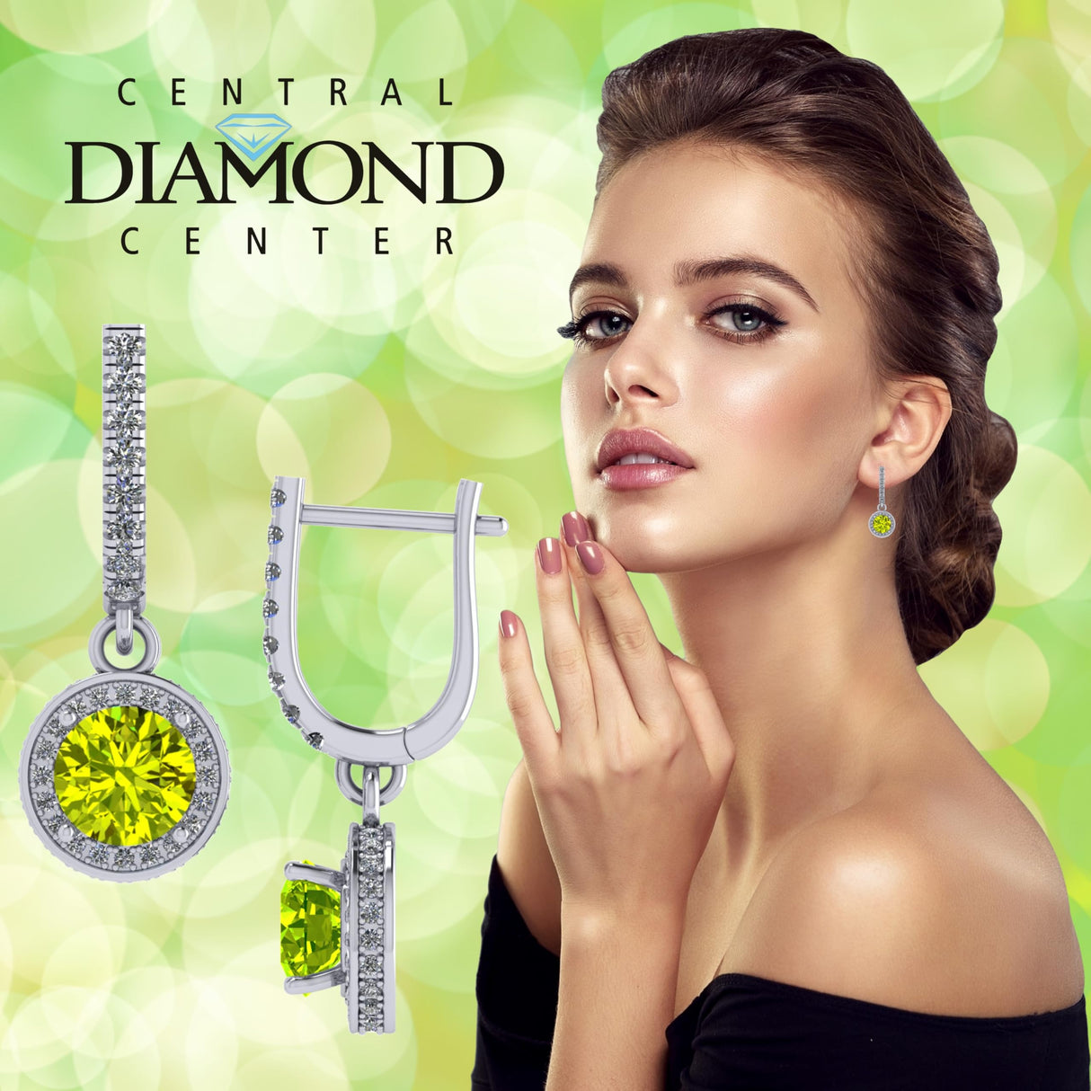 Halo Birthstone Dangle Earrings w/ Pure Brilliance Zirconia Accent Gemstones in Sterling Silver for Women
