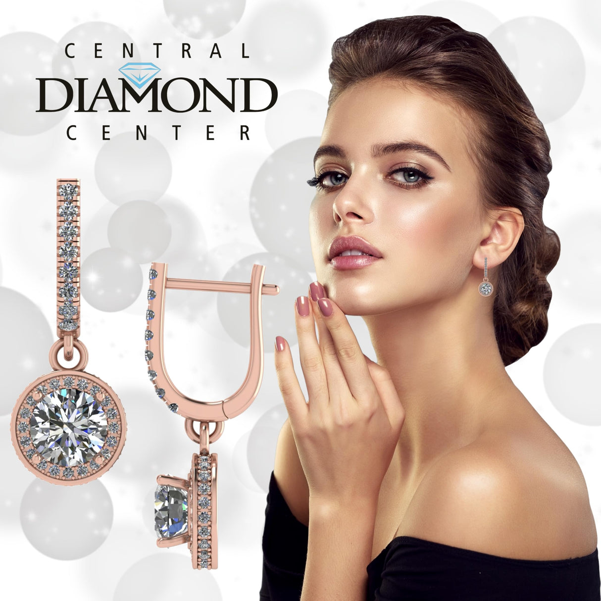 Halo Birthstone Dangle Earrings w/ Pure Brilliance Zirconia Accent Gemstones in Sterling Silver for Women