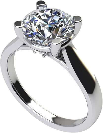 NANA Jewels Lucita Round Cut Solitaire Wedding Engagement Ring Series in 14K Gold w/Pure Brilliance Zirconia Simulated Diamond