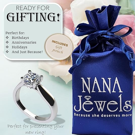 NANA Jewels Lucita Round Cut Solitaire Wedding Engagement Ring Series in 14K Gold w/Pure Brilliance Zirconia Simulated Diamond