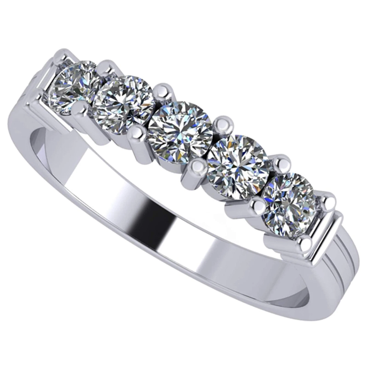 NANA Jewels Simulated 5 Stone 1carat Diamond Engagement Ring Wedding Ring CZ-Silver-10K or 14k Gold