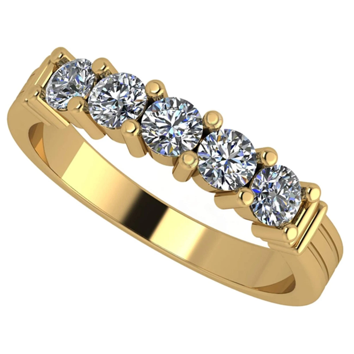 NANA Jewels Simulated 5 Stone 1carat Diamond Engagement Ring Wedding Ring CZ-Silver-10K or 14k Gold