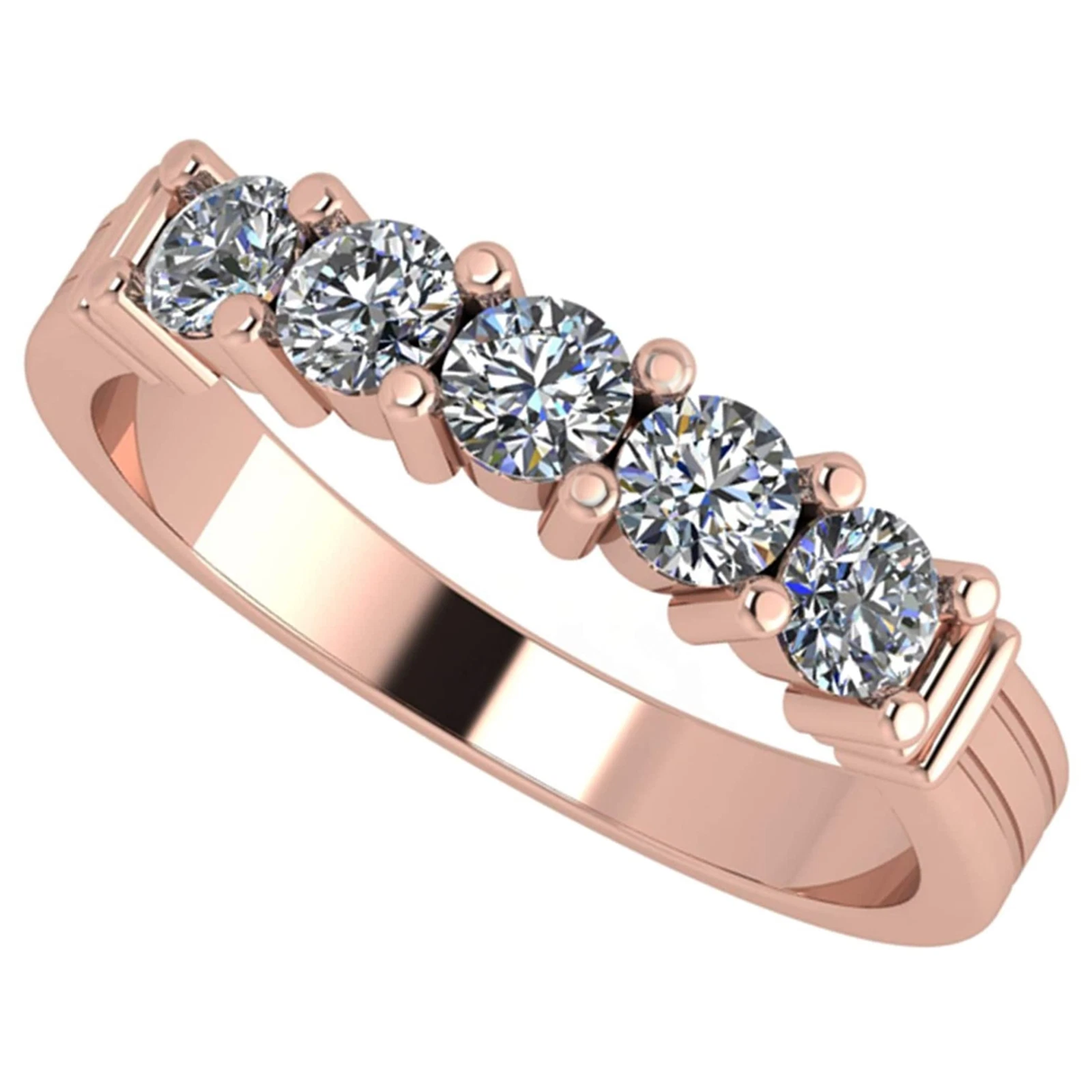 NANA Jewels Simulated 5 Stone 1carat Diamond Engagement Ring Wedding Ring CZ-Silver-10K or 14k Gold