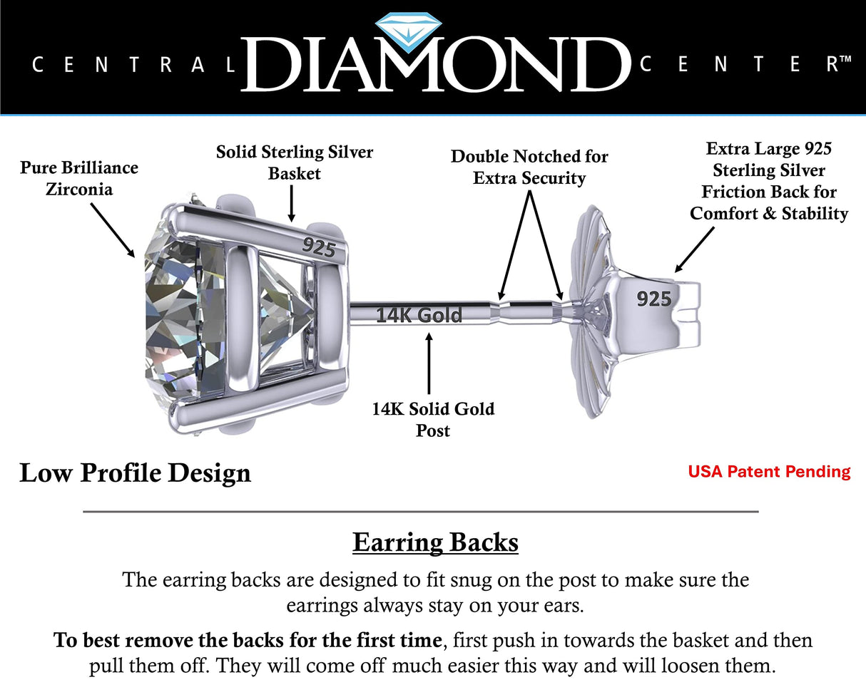 Collection of silver simulated diamond stud earrings from .30ct to 8.00ct.