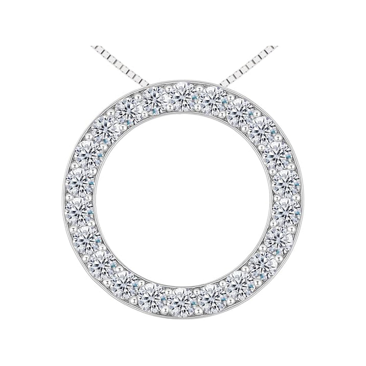 Central Diamond Center Sterling Silver Circle of Life Pendant Necklace – 5.00 Carat Cubic Zirconia (27 Stones, 3.50mm Each) – 925 Silver, 5g – Eternal Love Jewelry for Women