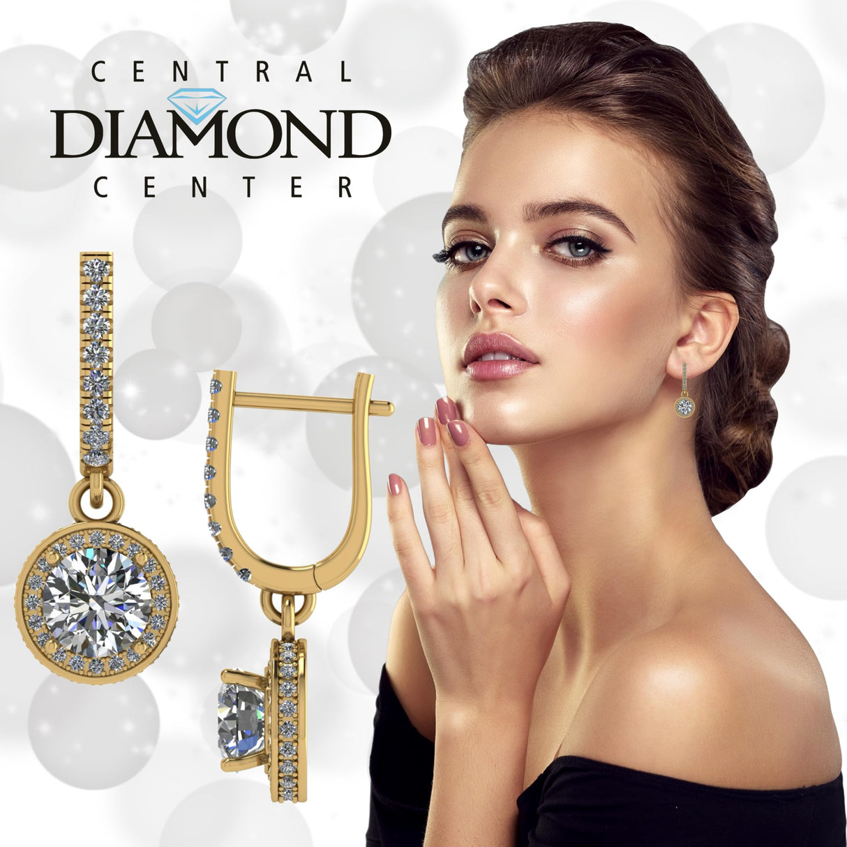 Halo Birthstone Dangle Earrings w/ Pure Brilliance Zirconia Accent Gemstones in Sterling Silver for Women