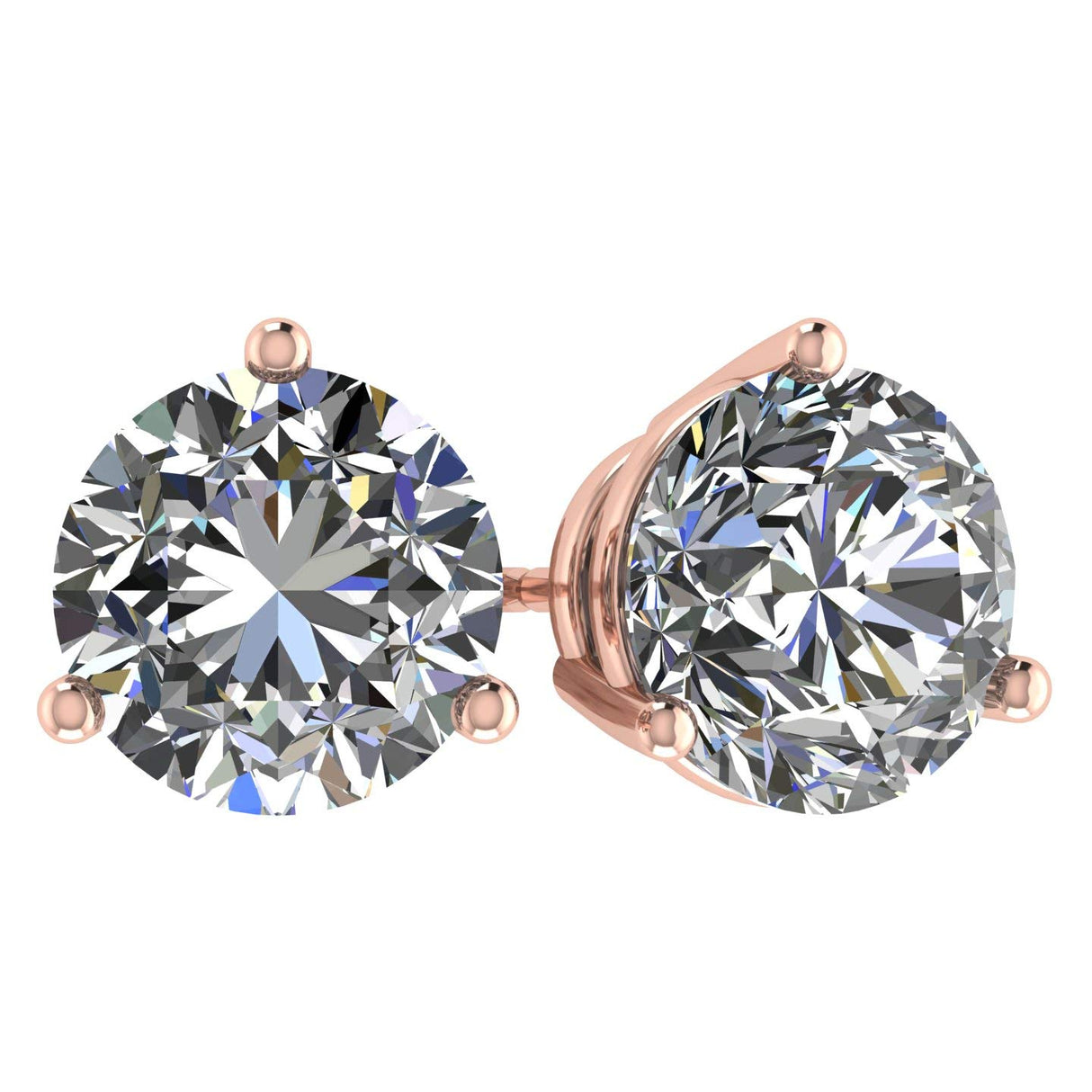 NANA Jewels Round Martini style Simulated Diamond Stud Earrings Silver & CZ 1.50ct-4.00ct Hypoallergenic