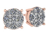 Diamond Stud Earrings CVD Lab Grown Diamonds solid 14K post & Silver basket, 7 or 9 Stone Cluster