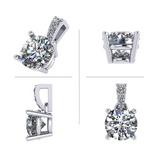 NANA Jewels Moissanite Stud Earrings & Solitaire Pendant Necklace in Sterling Silver
