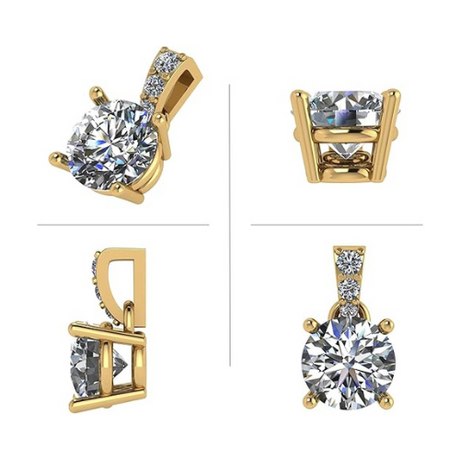 NANA Jewels Moissanite Stud Earrings & Solitaire Pendant Necklace in Sterling Silver