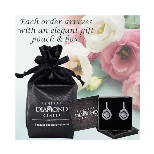 Square Halo Dancing Gemstone Matching Earrings & Necklace 925 Sterling Silver & Pure Brilliance Zirconia