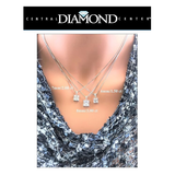 Princess Cut Solitaire Necklace, 4 Prong Sterling Silver w/Pure Brilliance Zirconia, 6.0mm, 7.0mm & 8.0mm