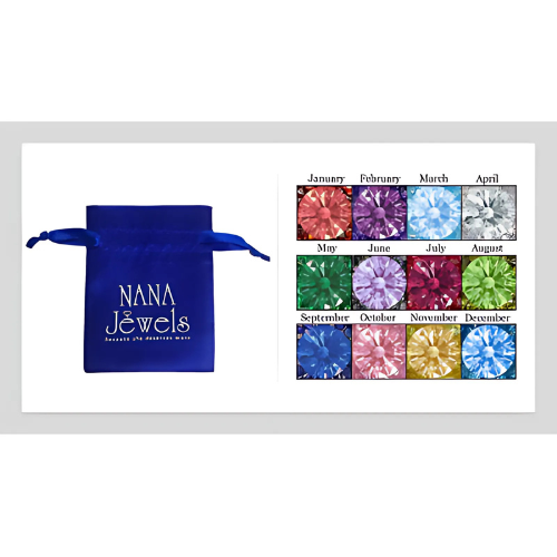 Central Diamond Center Baguette Stackable Birthstone Ring Band w/ Simulated Birthstones, Sterling Silver
