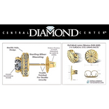 Central Diamond Center Round Halo Earring & Necklace Set w/ 6.5mm Simulated Birthstones in 925 Sterling Silver, Hypoallergenic
