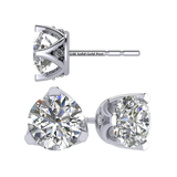 Lucita Simulated Diamond Stud Earrings with Solid 14K Gold Posts & Sterling Silver Basket, 3 & 4 Prongs