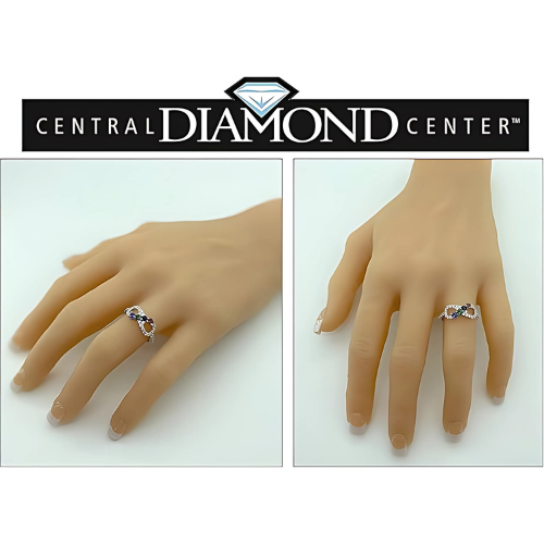 Central Diamond Center Infinity Mothers Rings w/ 1 to 6 Simulated Birthstones in Sterling Silver,  10K or 14K Gold