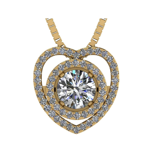 Circle in Heart Dancing Gemstone Necklace in Solid 925 Sterling Silver made w/ Pure Brilliance Zirconia