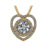 Circle in Heart Dancing Gemstone Necklace in Solid 925 Sterling Silver made w/ Pure Brilliance Zirconia