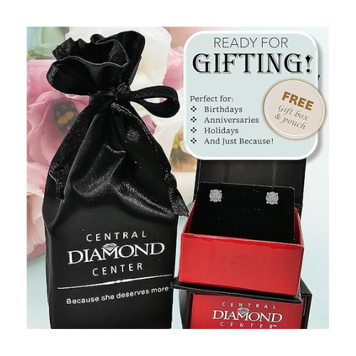 Diamond Stud Earrings CVD Lab Grown Diamonds solid 14K post & Silver basket, 7 or 9 Stone Cluster