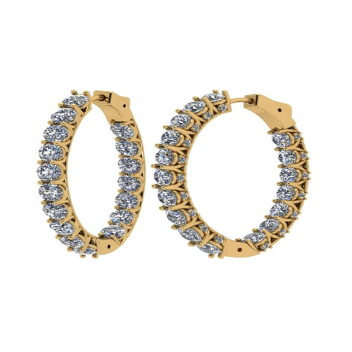 Central Diamond Center Zsa Zsa Oval or Round Hoop Earrings Solid 925 Sterling Silver w/Pure Brilliance Zirconia, Simulated Diamond Hoops