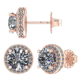 Round Halo Stud Earrings 0.85cttw-4.50cttw in Sterling Silver w/Pure Brilliance Zirconia, Hypoallergenic