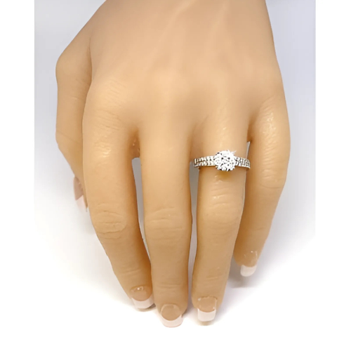 Lab Created CVD Diamond Cluster Center Wedding Bridal Set 10kt Gold