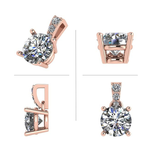 NANA Jewels Moissanite Stud Earrings & Solitaire Pendant Necklace in Sterling Silver