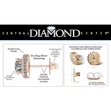 Central Diamond Center Round Halo Earring & Necklace Set w/ 6.5mm Simulated Birthstones in 925 Sterling Silver, Hypoallergenic