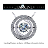 Central Diamond Center Circle Swirl Dancing Gemstone Dangle Earrings or Necklace in Sterling Silver w/Pure Brilliance Zirconia