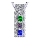 Central Diamond Center Princess Mothers Pendant Necklace w/ Pure Brilliance Zirconia Accent CZs Sterling Silver, 10K or 14K Gold
