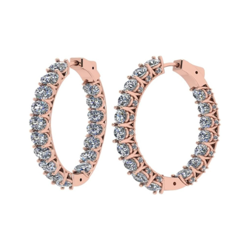 Central Diamond Center Zsa Zsa Oval or Round Hoop Earrings Solid 925 Sterling Silver w/Pure Brilliance Zirconia, Simulated Diamond Hoops