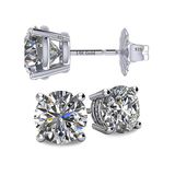 2 Carat Total Weight Moissanite Stud Earrings 14k Gold Post-Matching Solitaire Pendant in Sterling Silver