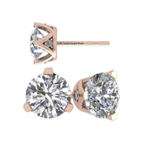 Lucita Simulated Diamond Stud Earrings with Solid 14K Gold Posts & Sterling Silver Basket, 3 & 4 Prongs